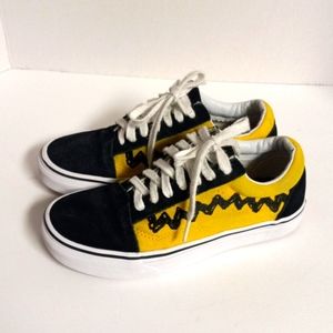 RARE Vans Peanuts Old Skool Charlie Brown Good Grief Sneakers Boys 4.5 / Women 6